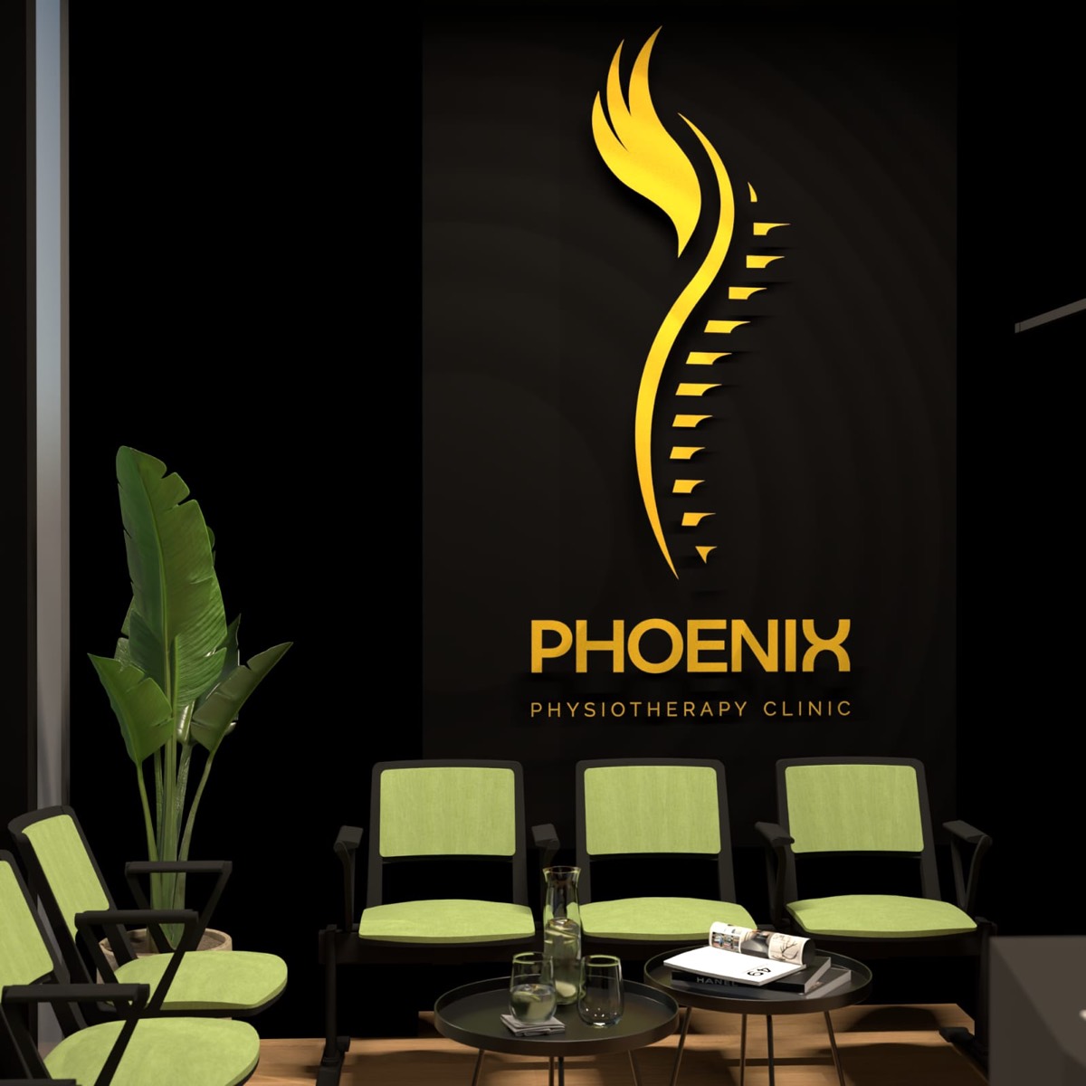 Reception with illuminated Phoenix logo